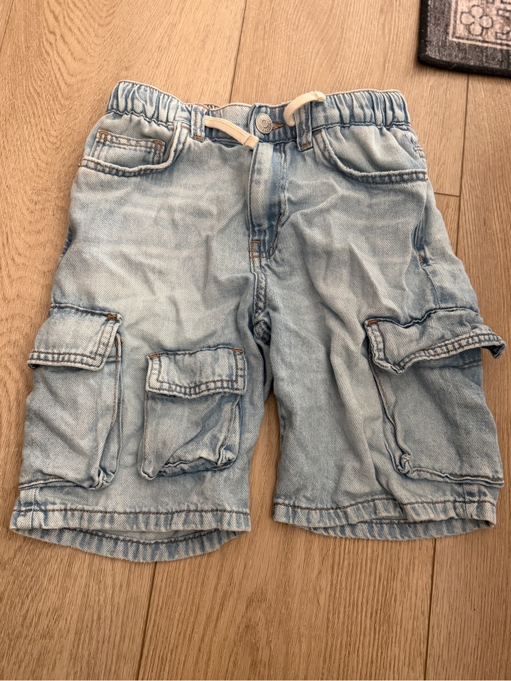 Zara Kids 8-9 years Light Blue Denim Cargo Shorts